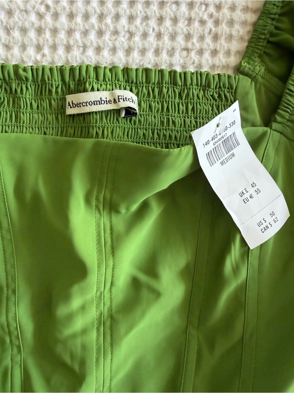 Abercrombie & Fitch Olive Green Puff-Sleeve Corset Blouse - Picture 2 of 5